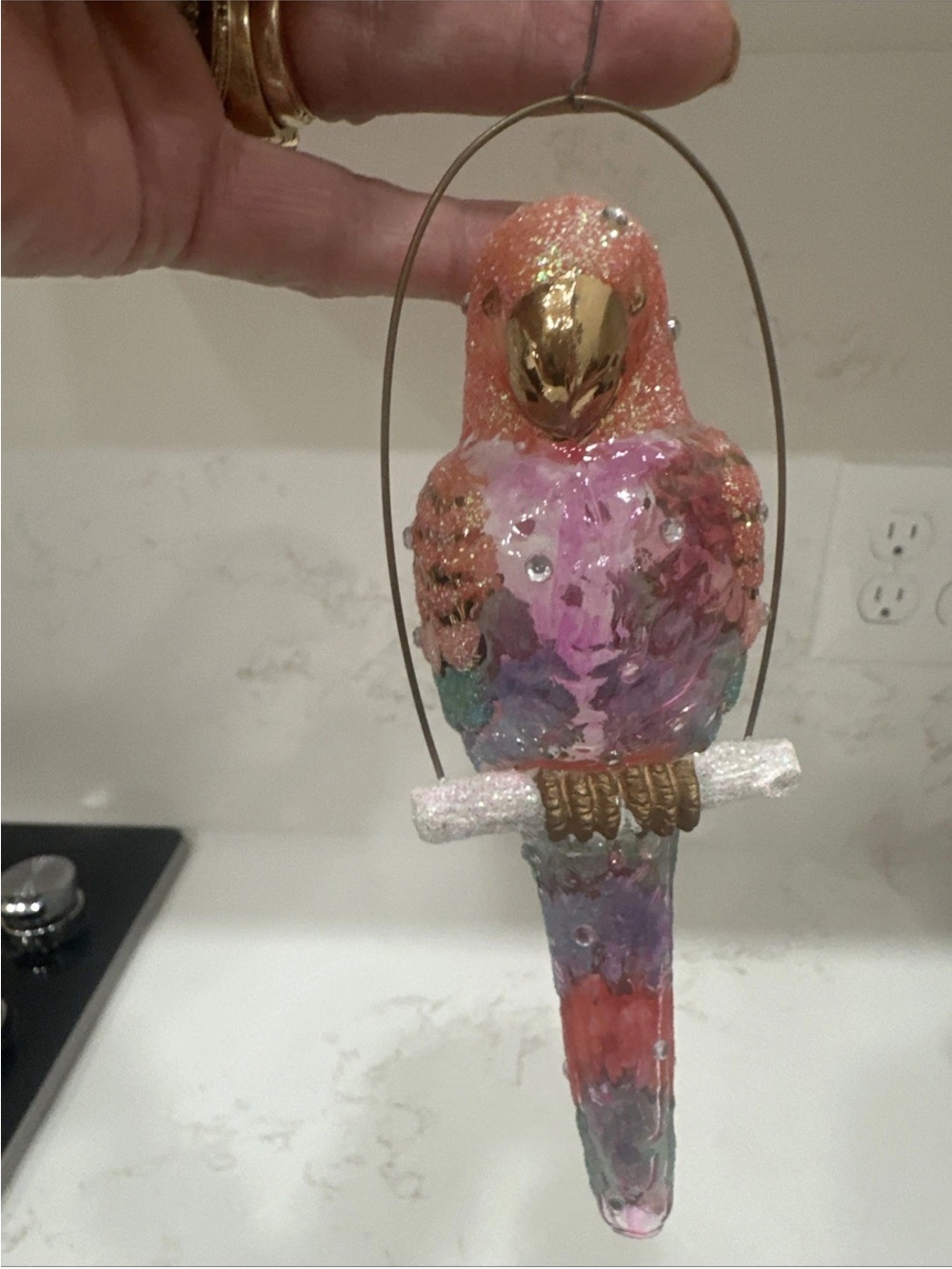 Decorative Pink and Multicolor Parrot Ornament